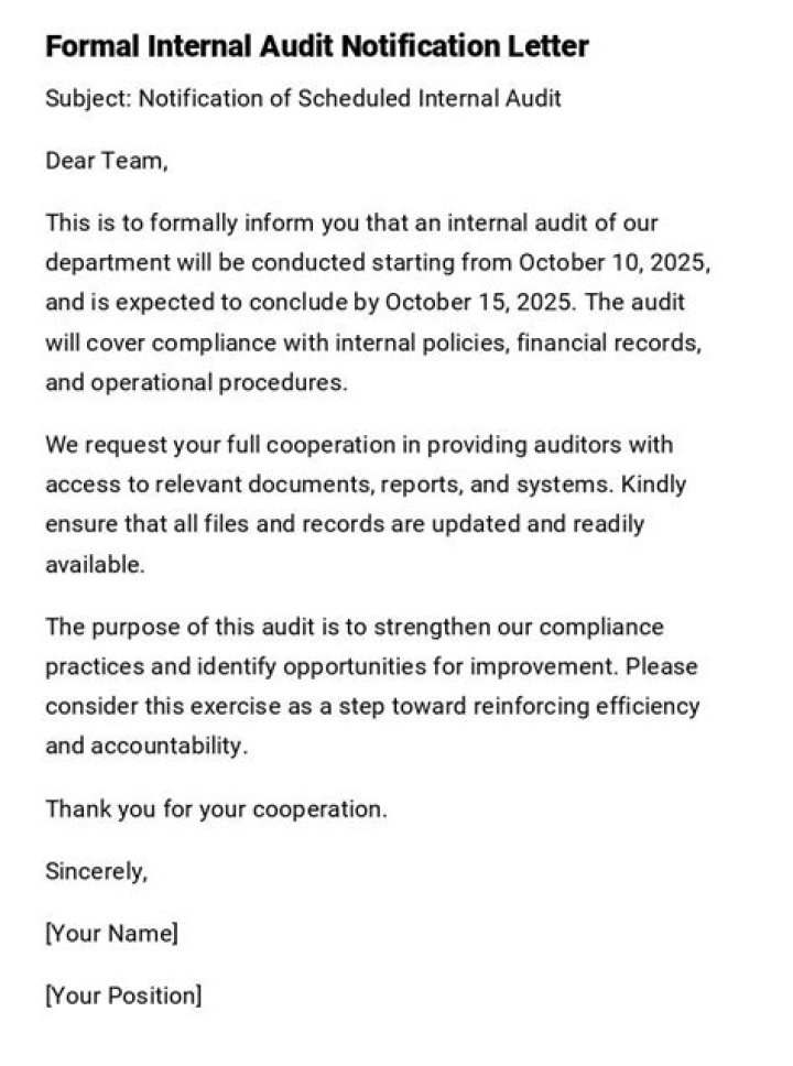 What is an audit notification letter?